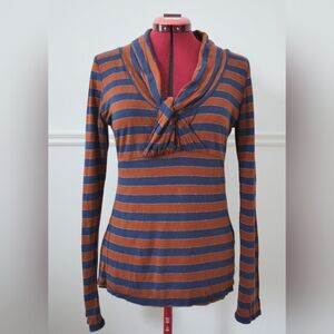Striped Long Sleeve Top - Orange and Blue